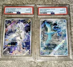 PSA GEM MT 10 Pokemon Lot TCG 2025 Illustration Rare N's Reshiram,Articuno JTG?? - Image 1