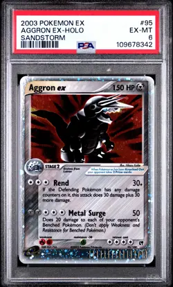 2003 POKEMON EX SANDSTORM #95 AGGRON EX-HOLO PSA 6 - Image 1