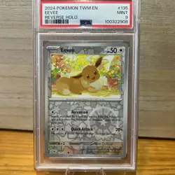 2024 POKEMON TWM EN #135 EEVEE Reverse Holo PSA 9 TWILIGHT MASQUERADE Mint - Image 1