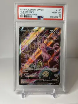Pokemon Evolving Skies Espeon V #180 Alternate Alt Art PSA Gem Mint 10 W/ Guard - Image 1