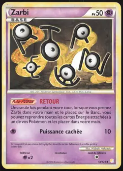 Carte Pokemon Zarbi 54/123 HeartGold SoulSilver Francais - Image 1