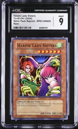 Harpie Lady Sisters *CGC MINT 9* RP01-EN026 *POP 1* Rare* Retro Pack * Yugioh - Image 1