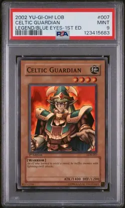 2002 Yu-Gi-Oh! Celtic Guardian LOB-007 Super Rare 1st Edition PSA 9 - Image 1