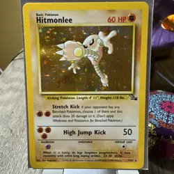 Pokemon TCG Hitmonlee 7/62 Fossil Set Vintage Holo Rare Card Ungraded NM - Image 1