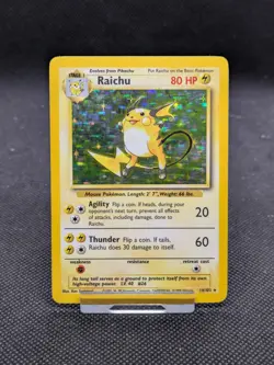 Raichu 14/102 Base Set Holo Pokemon Card WOTC Played - Image 1