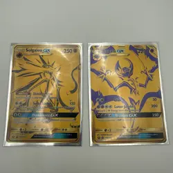 Lunala GX SM103a & Solgaleo GX SM104a Full Art Gold Promo-Pokemon TCG Cards - Image 1