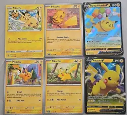 Pikachu Collection Pokemon Card Lot 6x Pikachu Rare - Image 1