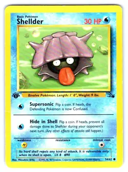 Shellder Pokemon Common Fossil 54/62 1st Edition - Image 1