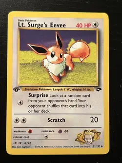 Lt. Surge’s Eevee 51/132 1st Edition - NM -Gym Challenge Pokemon - Image 1