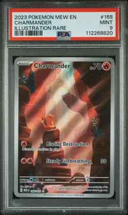 2023 POKEMON MEW EN-151 ILLUSTRATION RARE #168 CHARMANDER PSA 9 - Image 1