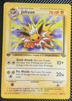 1st Edition Jolteon 20/64 Jungle Set Non Holo Rare Vintage 1999 Pokemon Card-NM - Image 1