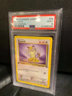 PSA 9 Non-Holo 1st Edition Meowth Pokemon Card Jungle 56/64 - Image 1