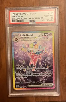 2025 Pokemon Prismatic Evolutions PRE Espeon EX #155/131 SIR PSA 10 Gem Mint - Image 1