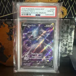 2022 Pokemon Go ETB Full Art MEWTWO V Black Star Promo #SWSH229 PSA 10 GEM MINT - Image 1
