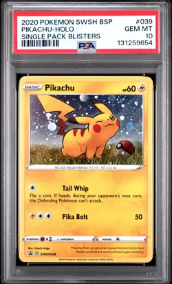 FART SWIRL PSA 10 Pokemon Pikachu SWSH039 Single Pack Blisters Black Star Promo - Image 1