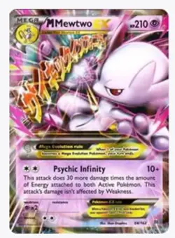 Pokemon M Mega Mewtwo EX Ultra Rare Holo TCG Card 64/162 XY Breakthrough - Image 1