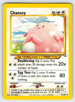 Chansey 31/105 2002 Neo Destiny Pokemon Card TCG Yuka Morii WOTC Vintage - VLP - Image 1