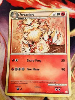 Heartgold & Soulsilver Arcanine 1/123 Holo Rare NM Pokemon Card Vintage - Image 1