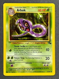 Arbok 31/62 Base Set Series Fossil UNCOMMON Stage 1 Pokemon Card 1999 WOTC NM - Image 1