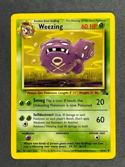 Weezing 45/62 Base Set Series Fossil UNCOMMON Stage 1 Pokemon Card 1999 WOTC LP - Image 1
