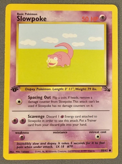 NM/EX+ Slowpoke - 55/62 - 1st Edition - Fossil - Pokemon Card - Image 1