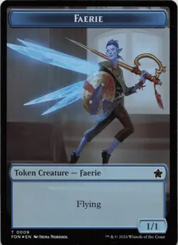 Faerie // Fish Doubled-Sided Token - FOIL - T Foundations 9 // 10 - MTG - Image 1