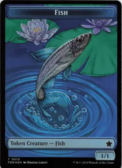 Faerie // Fish Doubled-Sided Token - FOIL - T Foundations 9 // 10 - MTG - Image 2