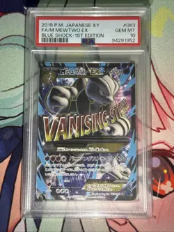 2015 POKEMON MEGA M MEWTWO EX BLUE SHOCK 1ST ED 063/059 JAPANESE PSA 10 GEM MINT - Image 1