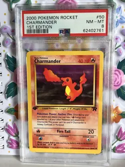 2000 POKEMON ROCKET CHARMANDER #50 1st EDITION PSA 8 - Image 1