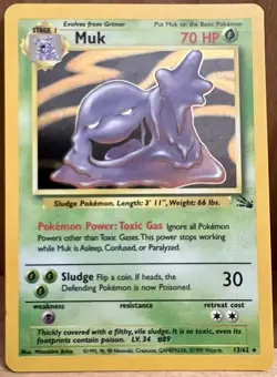 Muk Pokemon TCG Fossil Set Unlimited 1999 13/62 Holo Rare LP - Image 1
