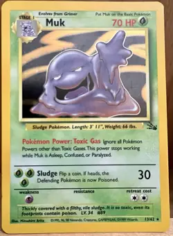 Muk Pokemon TCG Fossil Set Unlimited 1999 13/62 Holo Rare LP - Image 2