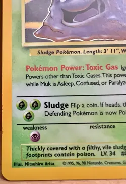 Muk Pokemon TCG Fossil Set Unlimited 1999 13/62 Holo Rare LP - Image 4