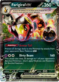 NM Pokemon Temporal Forces Farigiraf EX Double Rare 108 #108/162 - Image 1