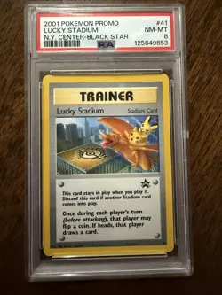 2001 POKEMON PROMO BLACK STAR #41 LUCKY STADIUM-N.Y. CENTER PSA 8 - Image 1
