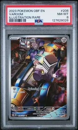 VAROOM - 2023 OBF EN-OBSIDIAN FLAMES 206/197 ILLUSTRATION RARE - PSA 8 - Image 1