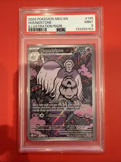 2025 Pokemon Mega Evolutions Houndstone 145 Illustration Rare PSA 9 - Image 1