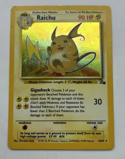 Pokemon TCG Raichu Fossil 14/62 Holo Unlimited Holo Rare MP - Image 1
