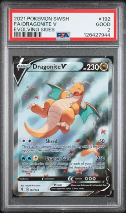 Dragonite V #192/203 Alt Art PSA 2 - 2021 Pokemon SWSH Evolving Skies - Image 1