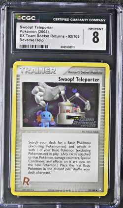 Swoop! Teleporter 92 Team Rocket Returns Reverse Holo CGC 8 Pokemon - Image 1