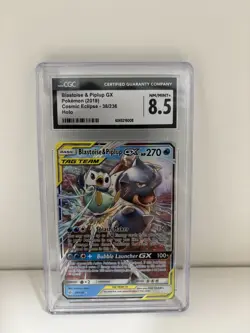 Blastoise & Piplup GX Pokemon (2019) Cosmic Eclipse - 38/236 CGC 8.5 - Image 1