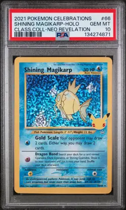 Pokemon Shining Magikarp Celebrations Classic Coll. Neo Rev. Holo #66 PSA 10 - Image 1