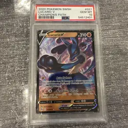 PSA 10 Lucario V 027 Pokemon Sword & Shield Champion's Path 2020 - Image 1