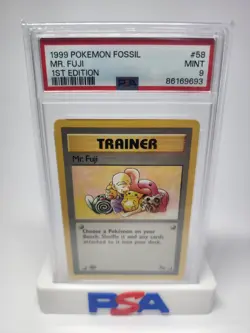 1999 Pokemon Fossil 1st First Edition Mr. Fuji 58/62 Non Holo PSA 9 MINT - Image 1