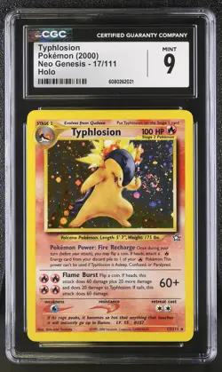 CGC 9 MINT Typhlosion 2000 Neo Genesis 17/111 Holo SWIRL Pokemon Card - Image 1