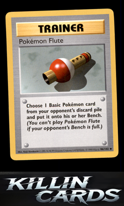 Pokemon Flute 086/102 Pokemon Uncommon Base Set (Shadowless) Card LP - Image 1