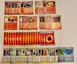 Pokemon TGC Fire Type Full 60-Card Battle Deck Ready-to-Play with Full Foils - Image 1