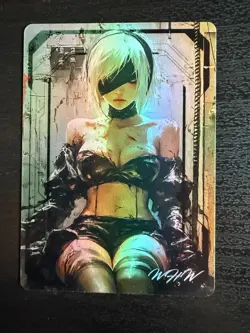 Custom Trading Card 2B Nier Automata GodessWaifu Anime Girl Holo Foil - Image 1