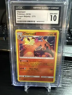 CGC GEM MINT 10 Charizard 3/70 Holo Dragon Majesty Pokemon Card - Image 1