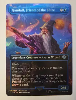 MTG Gandalf, Friend of the Shire Borderless Foil, the Lord of the Rings Card 401 - Image 1