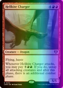 MTG Magic the Gathering Hellkite Charger (232/1455) Commander Masters LP FOIL - Image 1